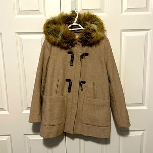 Calvin Klein peacoat with fur hood